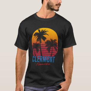 Vintage Clermont Florida Palm Trees Sunset Fl Retr T-Shirt