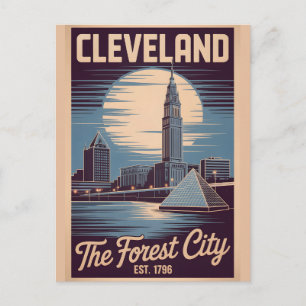Vintage Cleveland Ohio Forest City Retro Travel Postcard