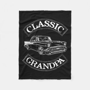 Vintage Clic Car Funny Grandpa  Fleece Blanket