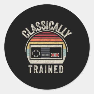 Vintage Clically Trained Video Game Adult  Classic Round Sticker