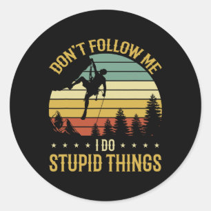 Vintage Climbing Bouldering Rock Climber Climbing Classic Round Sticker