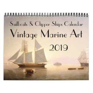 Vintage Clipper Ship Sailboat Yachts 2019 Calendar