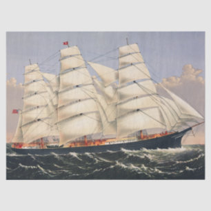 Vintage Clipper Ship Three Brothers Nautical Art Tissue Paper