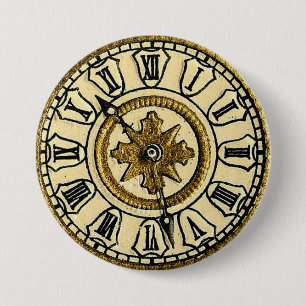 Vintage Clock 7.5 Cm Round Badge