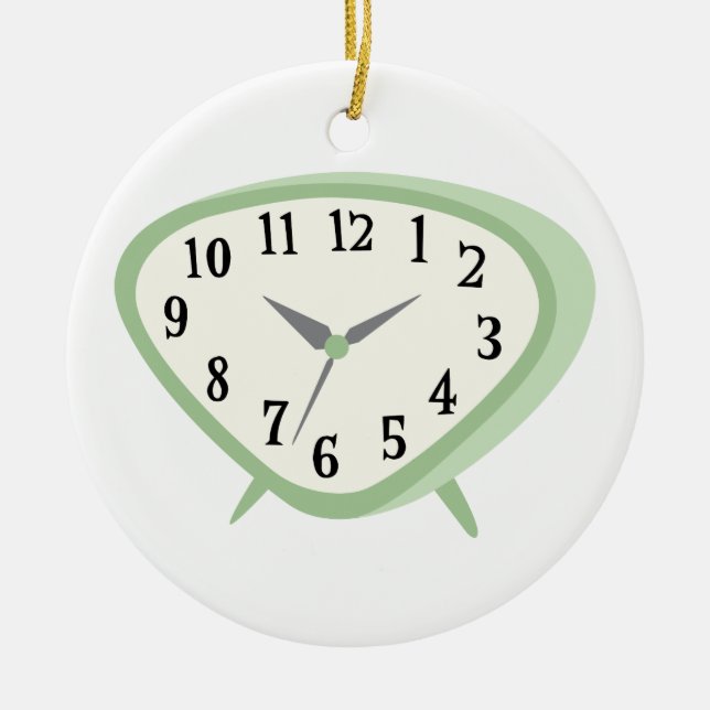 Vintage Clock Ceramic Tree Decoration (Front)