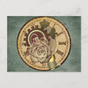 Vintage Clock Collage Postcard