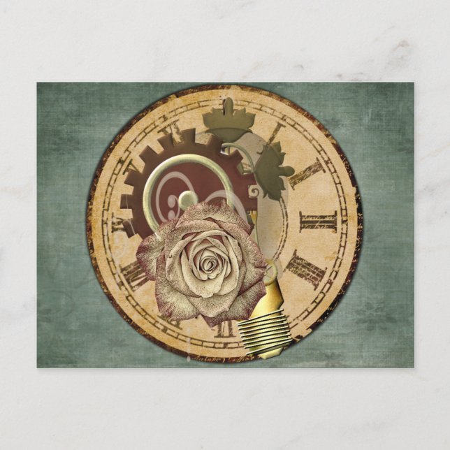 Vintage Clock Collage Postcard (Front)