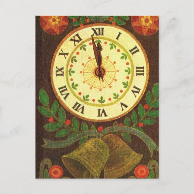 Vintage clock, Countdown to Christmas Holiday Postcard (Front)