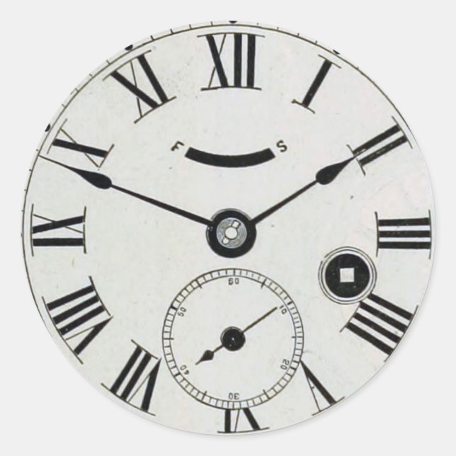 Vintage Clock Face Classic Round Sticker (Front)