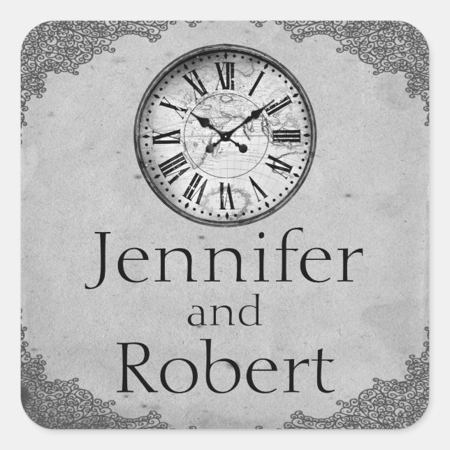 Vintage Clock Paper 1st Anniversary Envelope Seal (Front)