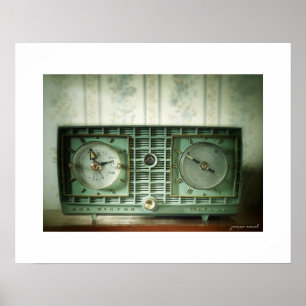 Vintage Clock Radio Poster Print