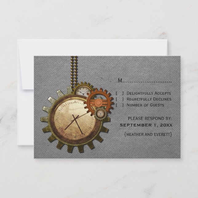 Vintage Clock Response Card, Grey (Front)