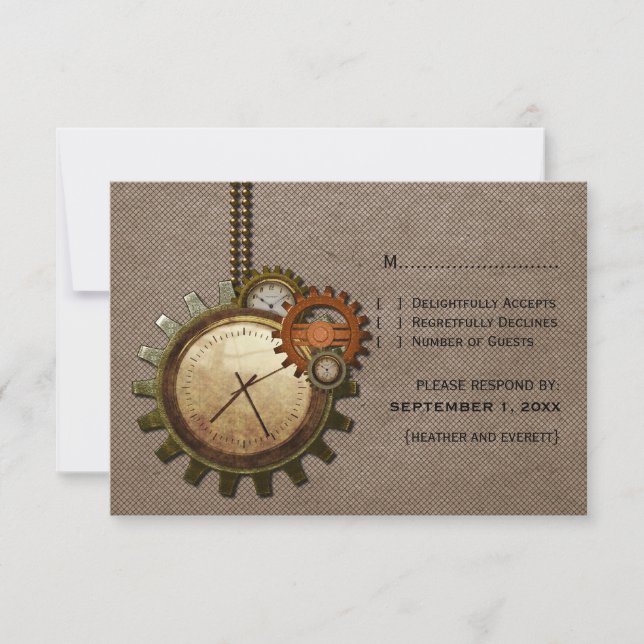 Vintage Clock Response Card, Mocha (Front)