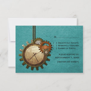 Vintage Clock Response Card, Turquoise