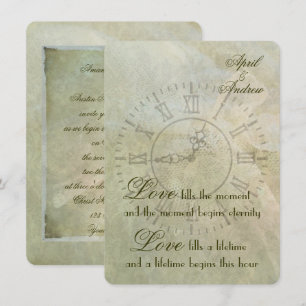 Vintage Clock Wedding Invitation