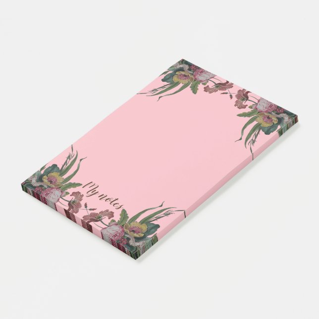 Vintage Clock with Flowers Post-it Notes (Angled)