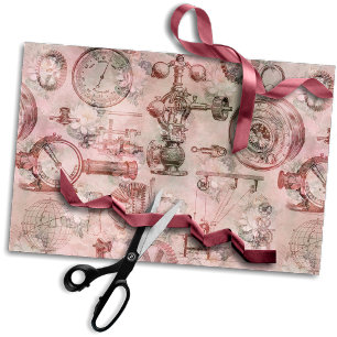 Vintage Clocks   Steampunk Ephemera Decoupage Tissue Paper