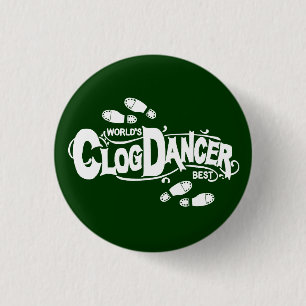 Vintage Clog Dancer Clogging White 3 Cm Round Badge