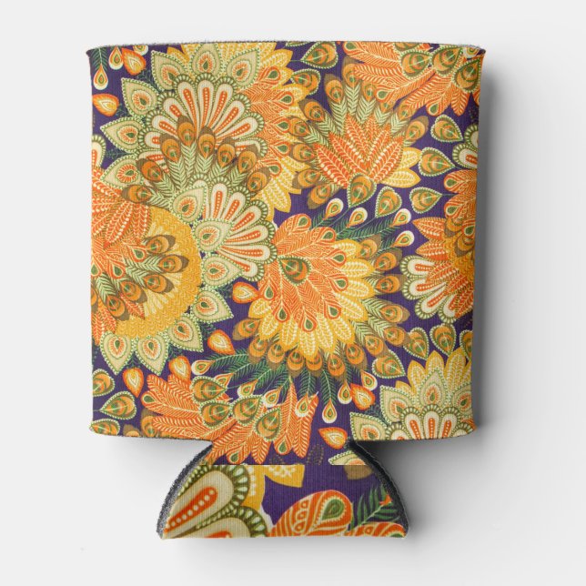 Vintage cloth pattern: close-up texture. can cooler (Front)