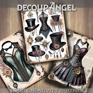 Vintage Clothing Items - Decoupage -  Wrapping Paper Sheet