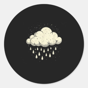 Vintage Cloud Raindrops Art Nature Weather Winter Classic Round Sticker