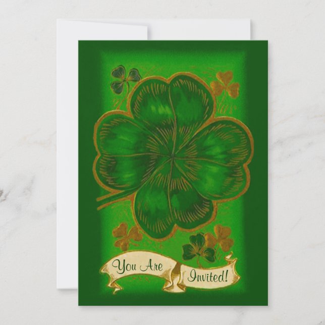 Vintage Clover St. Patrick's Day Party Invitation (Front)