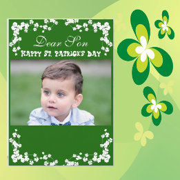 Vintage Clover St Patrick's Day Son/Grandson Photo Holiday Card