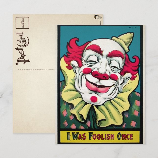 Vintage Clown Art Postcard (Front/Back)