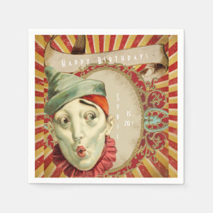 Vintage Clown Expressions Birthday Napkin