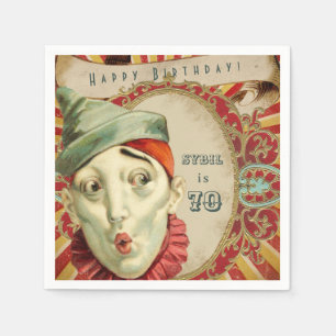 Vintage Clown Expressions Birthday Napkin