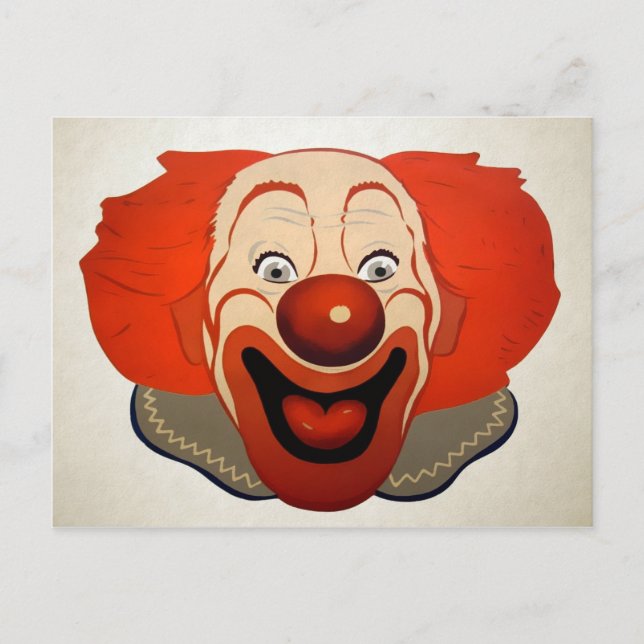 Vintage Clown Face Postcard (Front)