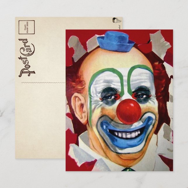 Vintage Clown Face Postcard (Front/Back)