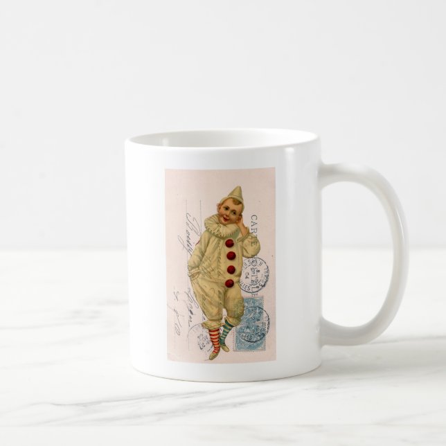 Vintage Clown Postcard Digital Art Coffee Mug (Right)