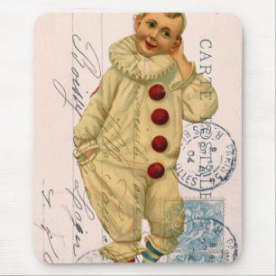 Vintage Clown Postcard Digital Art Mouse Mat