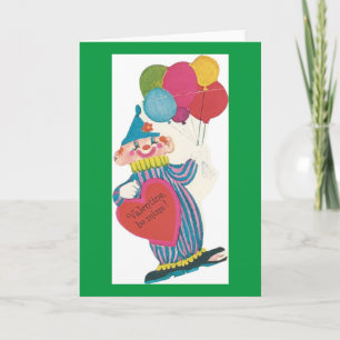 Vintage Clown Valentine Holiday Card