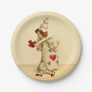 Vintage Clown Valentine's Day Paper Plate