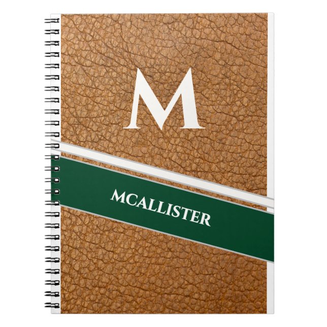 Vintage Clubhouse Custom Leather Pattern Monogram  Notebook (Front)