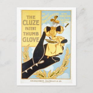 Vintage Cluze Patent Thumb Glove Advertisement Postcard