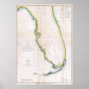 Vintage Coast of Florida Survey Map Poster