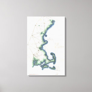 Vintage Coast of New England Cape Cod Map Canvas Print