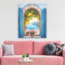 vintage Coast Romantic Scenery Balcony and Lemon w