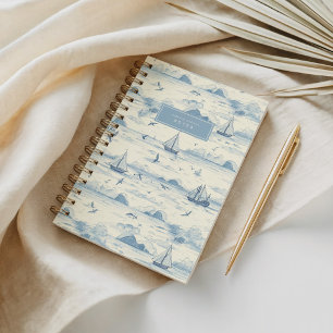 Vintage Coastal Blue & Ivory Nautical Toile Notebook