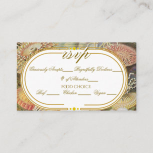 Vintage Coastal Botanical Ocean Sea Coral Beach Enclosure Card