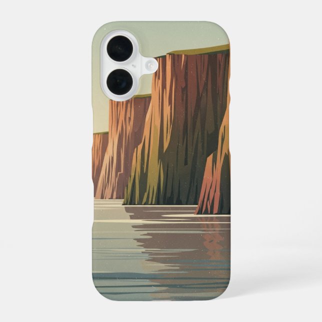 Vintage Coastal Cliffs iPhone 16 Case (Back)