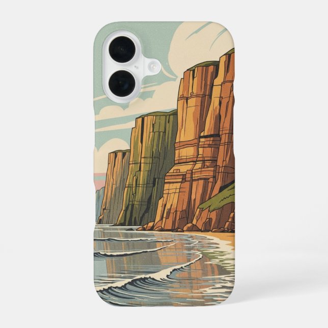 Vintage Coastal Cliffs iPhone 16 Case (Back)