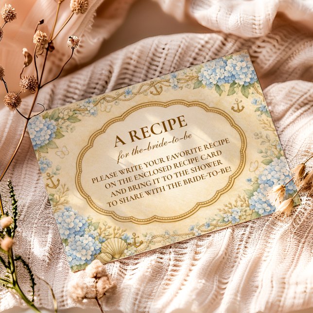 Vintage Coastal Hydrangea Bridal Shower Enclosure Card (Creator Uploaded)