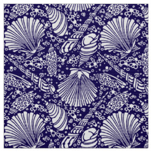 Vintage Coastal Ocean Beach Seashells Pattern Fabric