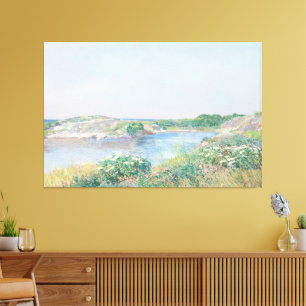 Vintage Coastal Ocean BrightBlue Seascape Nautical Canvas Print