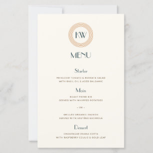 Vintage Coastal Retro Sunset Deco Wedding Menu