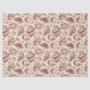Vintage Coastal Seashell Toile in Warm Earth Tones Tissue Paper